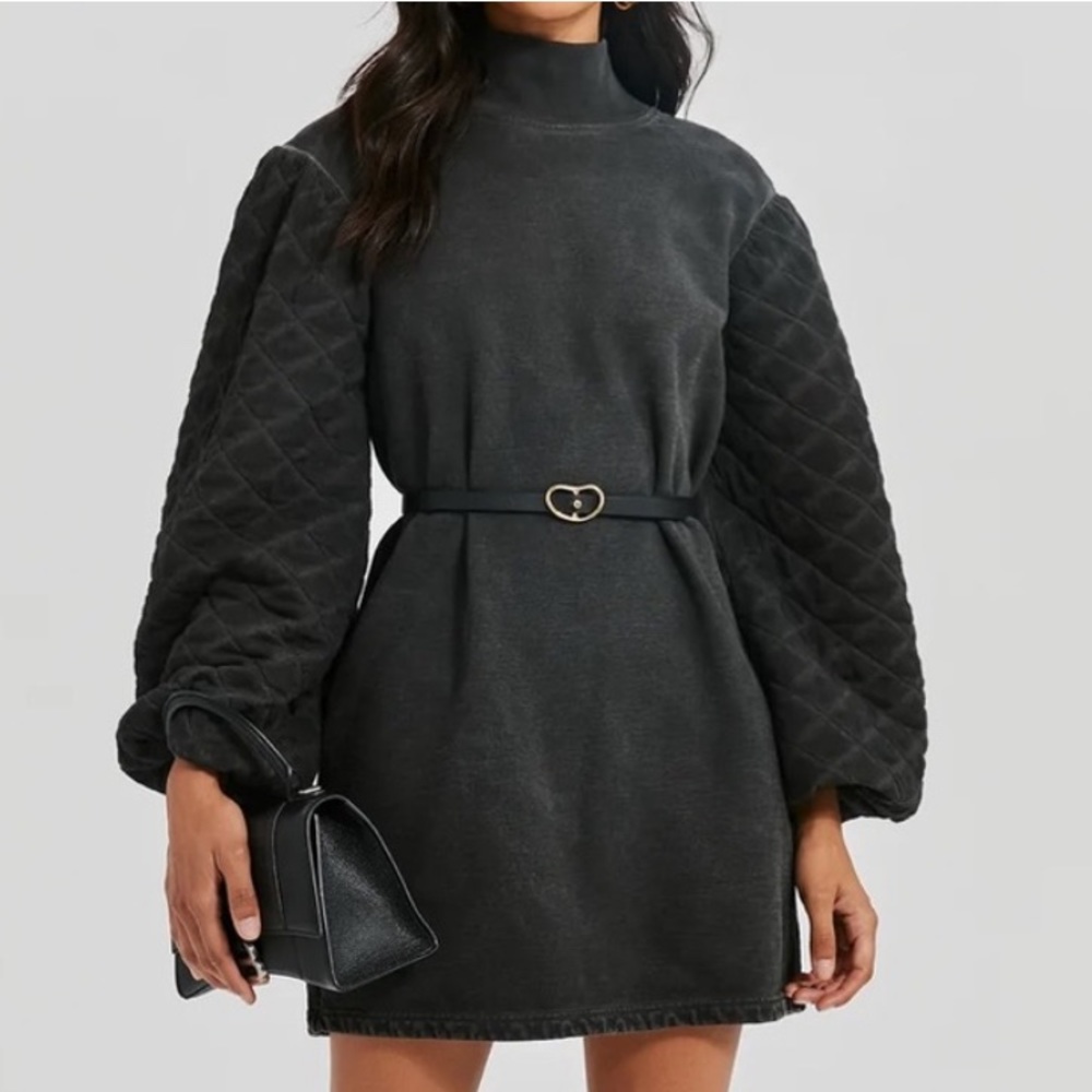 Something baby quilted sleeve sweatshirt dress